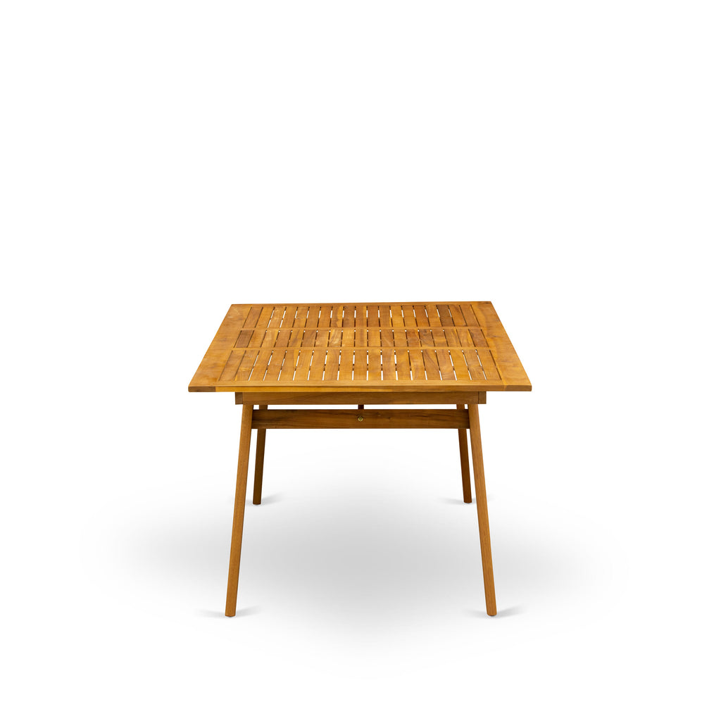 DEBS9Q7SF 9 Piece Patio Dining Ensemble with Wood Table and Folding Side Chairs, Natural Finish