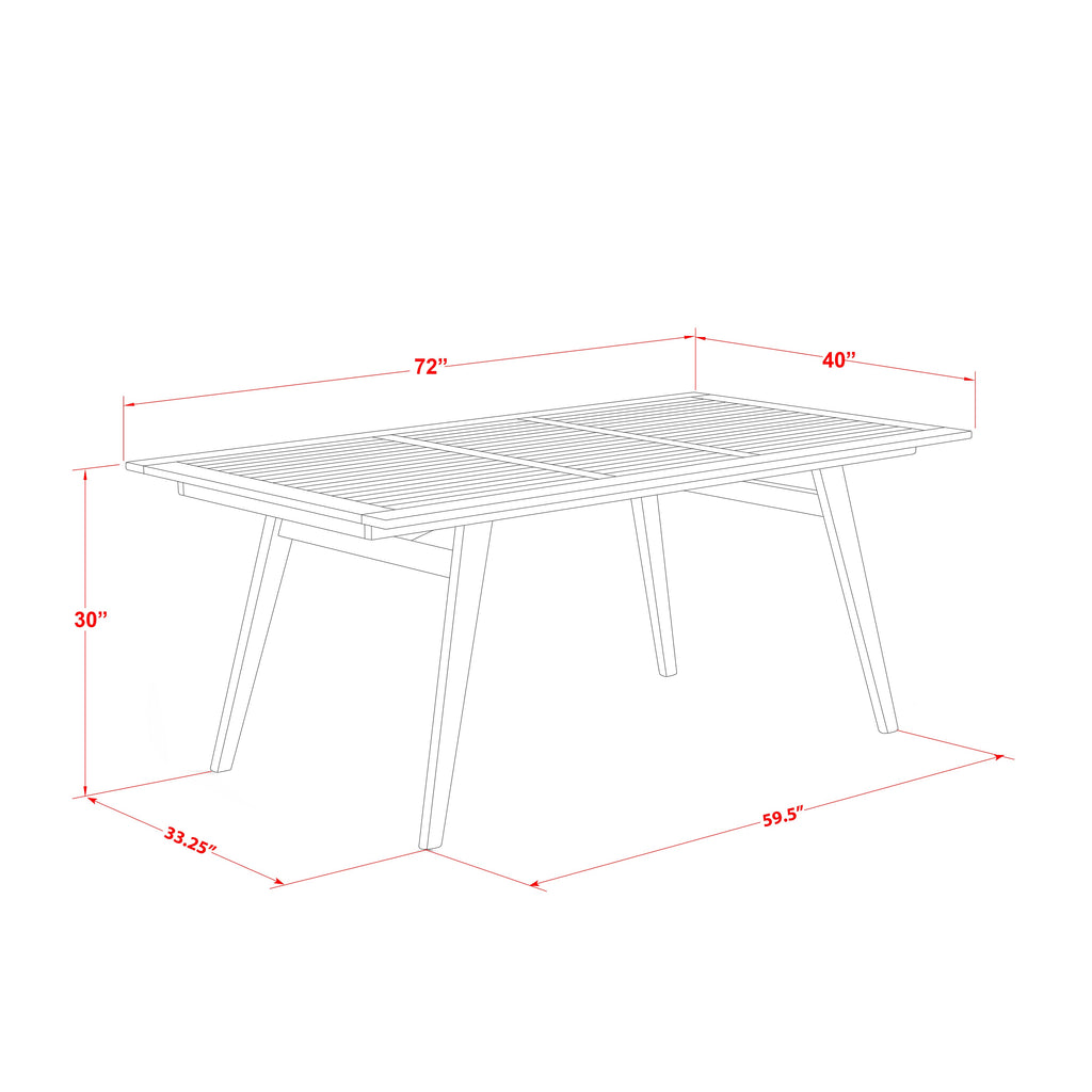 DEBS9Q7SF 9 Piece Patio Dining Ensemble with Wood Table and Folding Side Chairs, Natural Finish