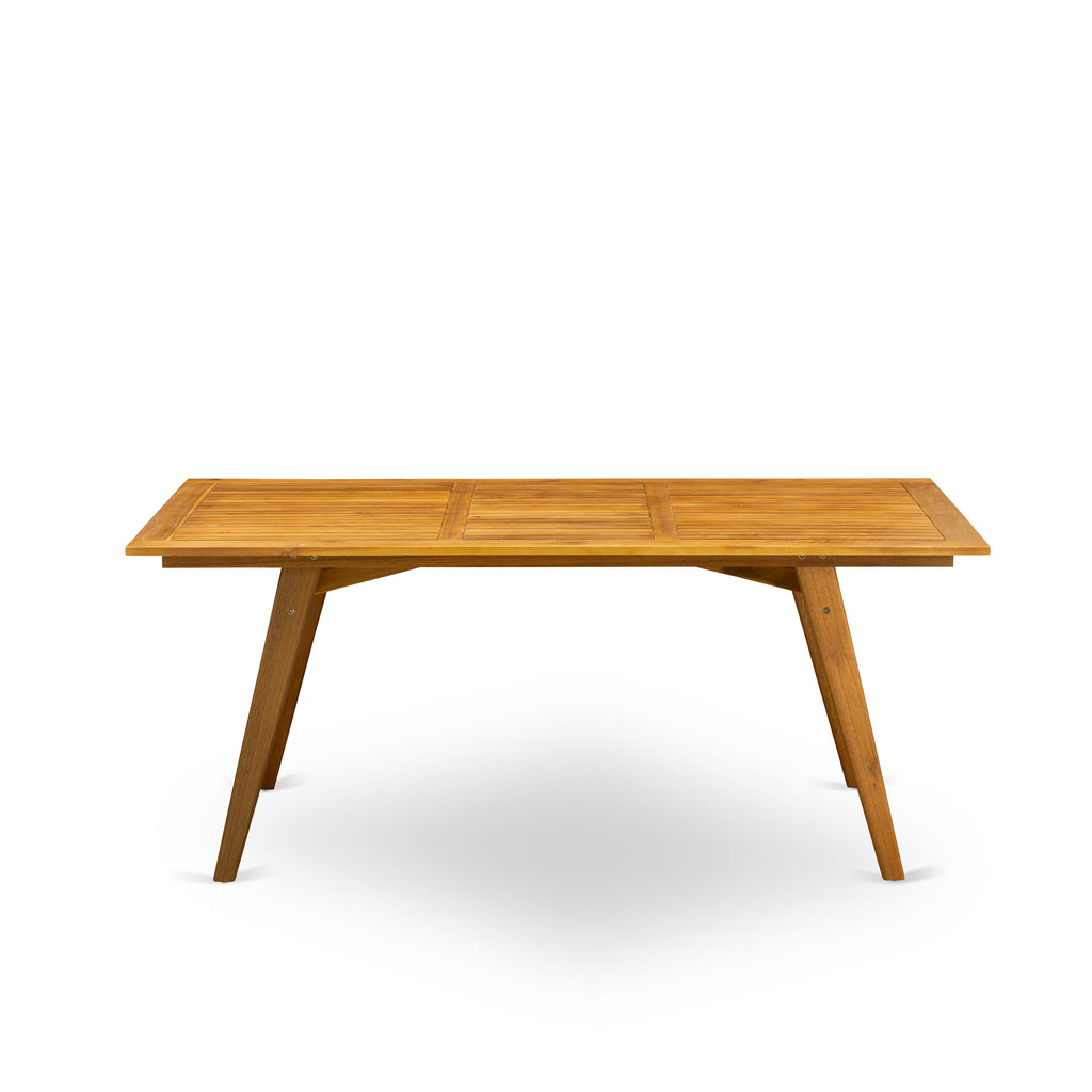 DEBS9Q7SF 9 Piece Patio Dining Ensemble with Wood Table and Folding Side Chairs, Natural Finish