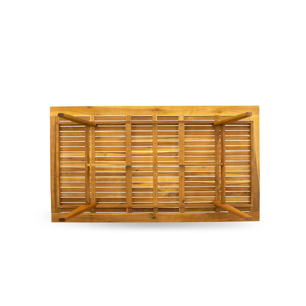 DEHD5AA4J Outdoor Wooden Dining Ensemble with Rectangular Table & Foldable Chairs for Garden or Patio