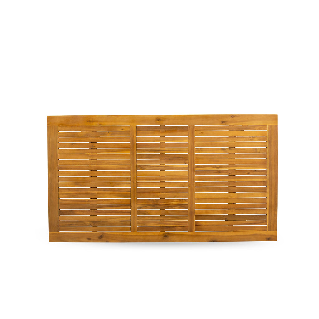 DEHD5AA4J Outdoor Wooden Dining Ensemble with Rectangular Table & Foldable Chairs for Garden or Patio