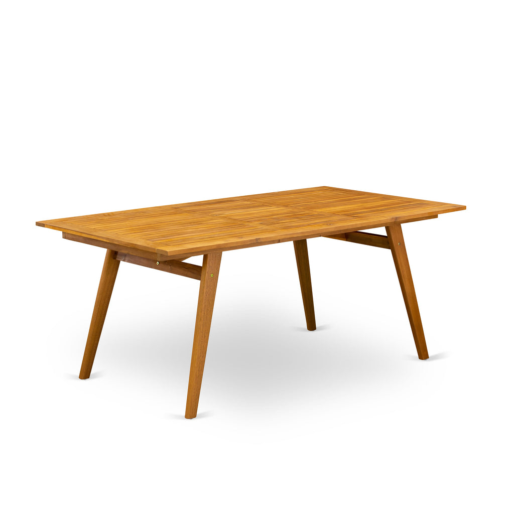 DEBS9Q7SF 9 Piece Patio Dining Ensemble with Wood Table and Folding Side Chairs, Natural Finish
