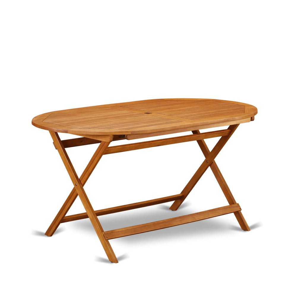 DICM5AW131 Patio Dining Set with 5 Pieces Oval Acacia Table, Chairs & More, 36x60 in. Natural