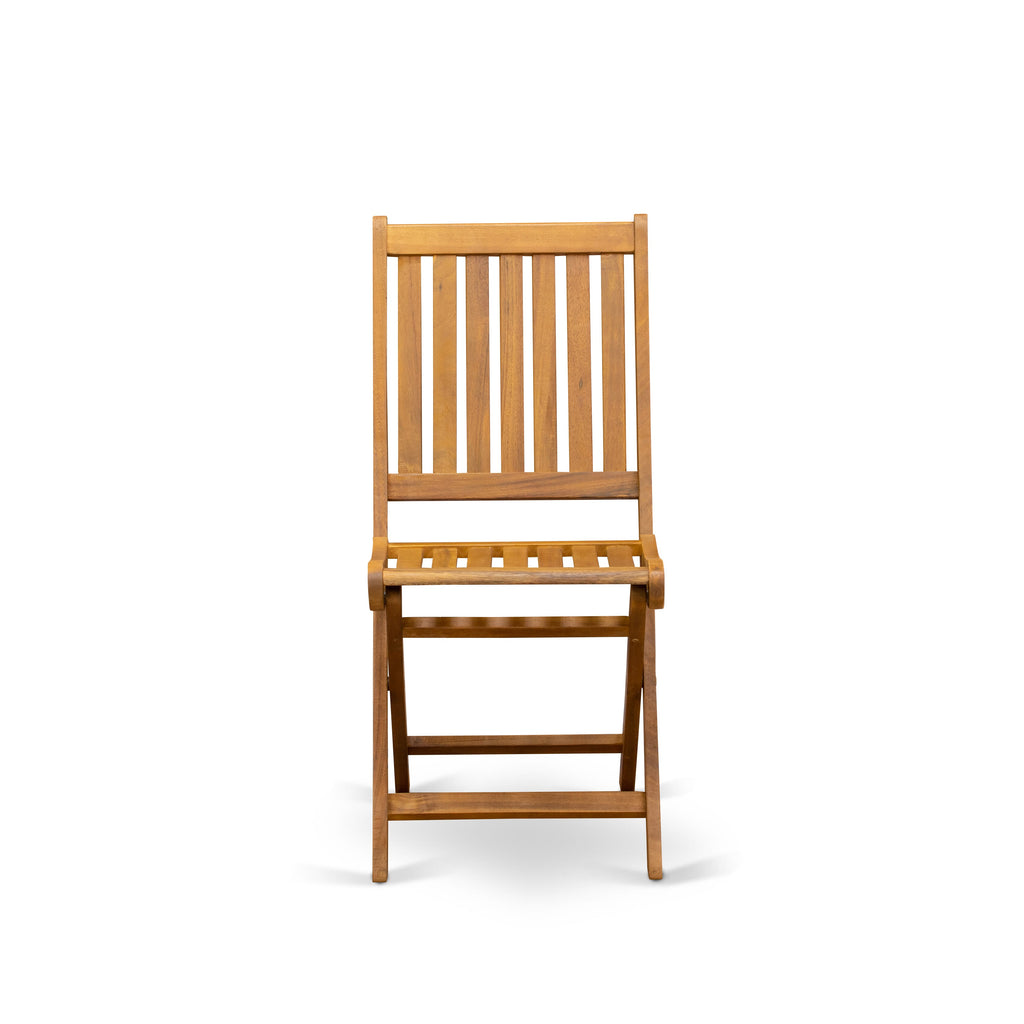 BSDK5F7IX 5-Piece Outdoor Dining Set with Oval Acacia Table and 4 Folding Chairs, Natural Finish