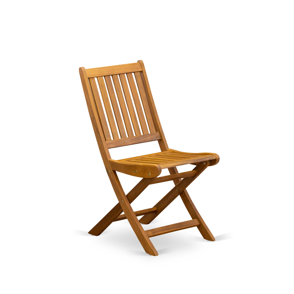 BDKCWBB Set of 2 Foldable Acacia Dining Chairs for Patio, Natural Oil Finish