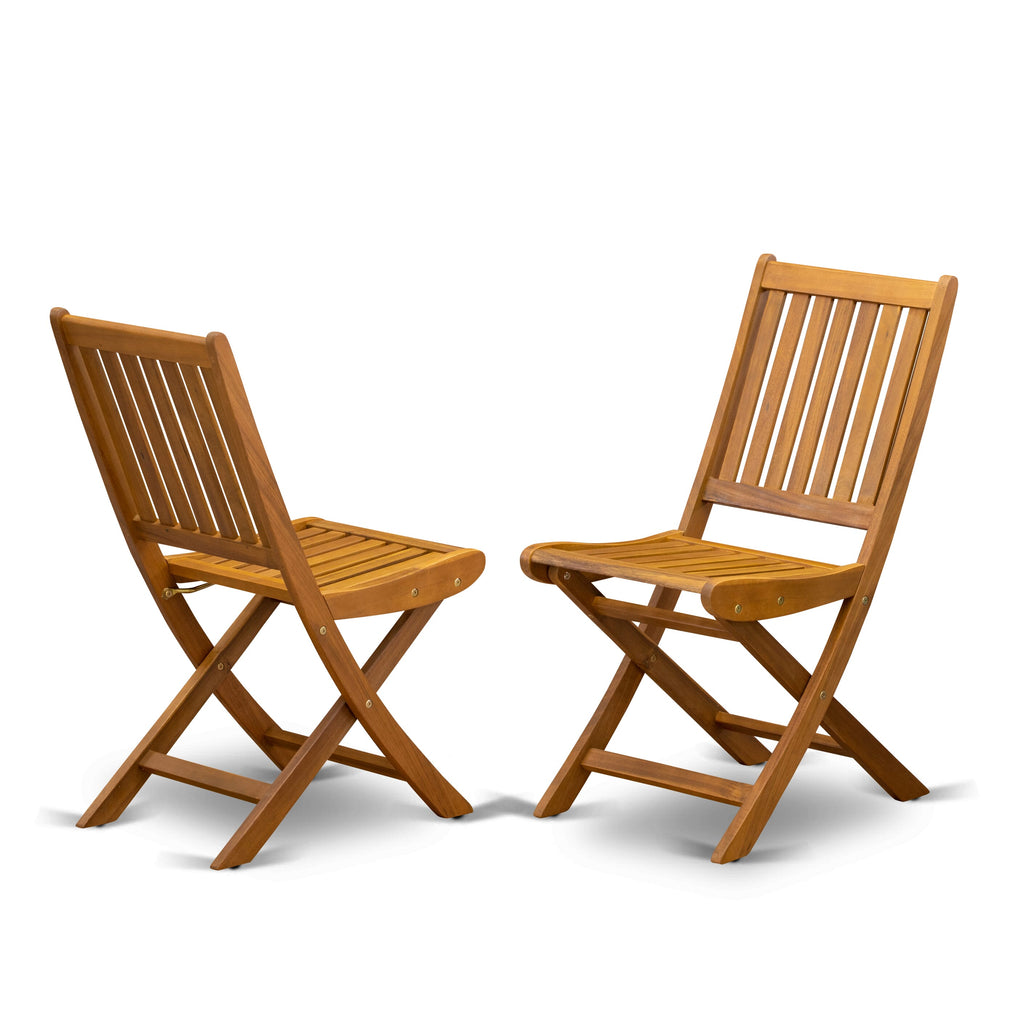 DIDK769S1 7 Piece Patio Set with Oval Acacia Table and Six Foldable Chairs in Natural Finish