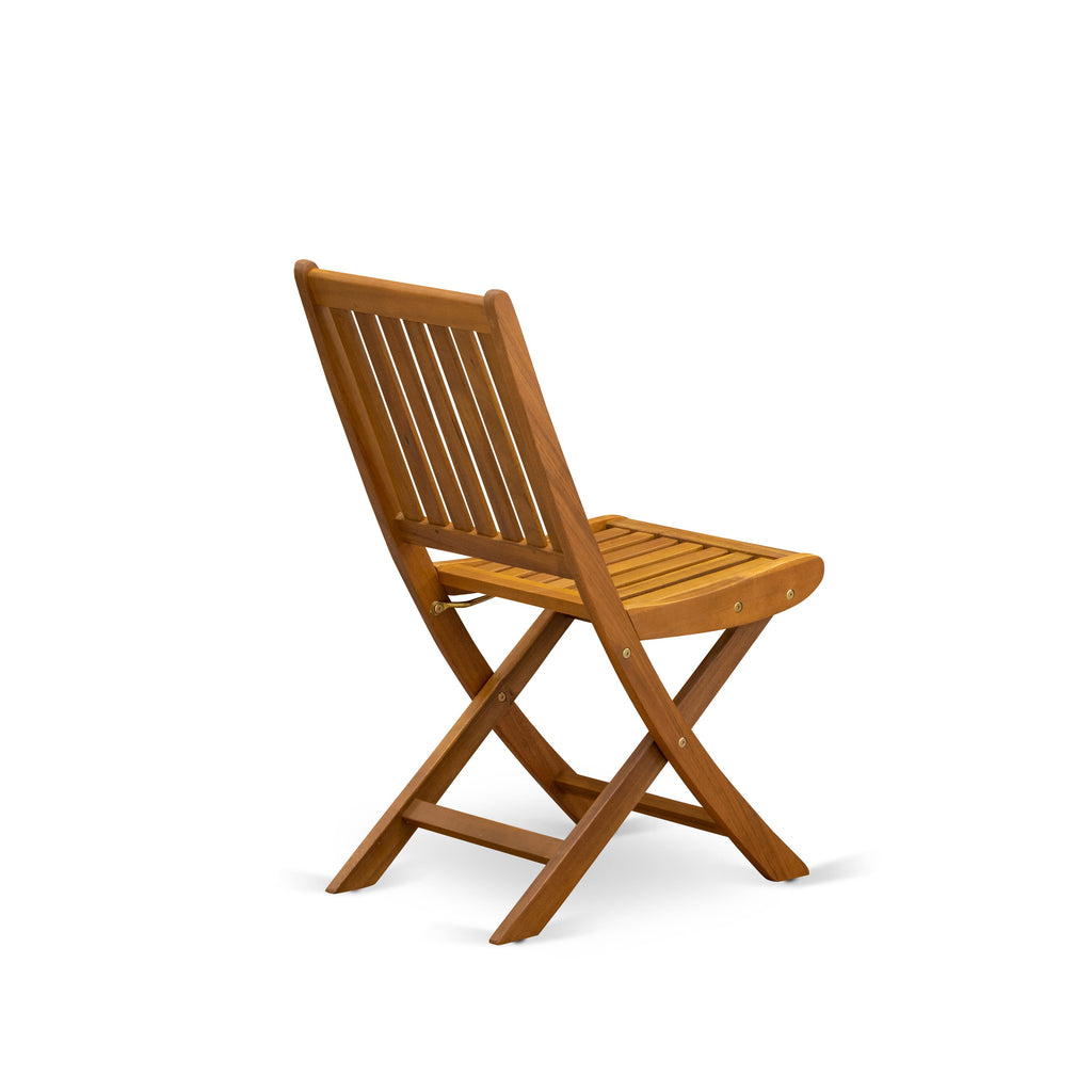 DIDK769S1 7 Piece Patio Set with Oval Acacia Table and Six Foldable Chairs in Natural Finish