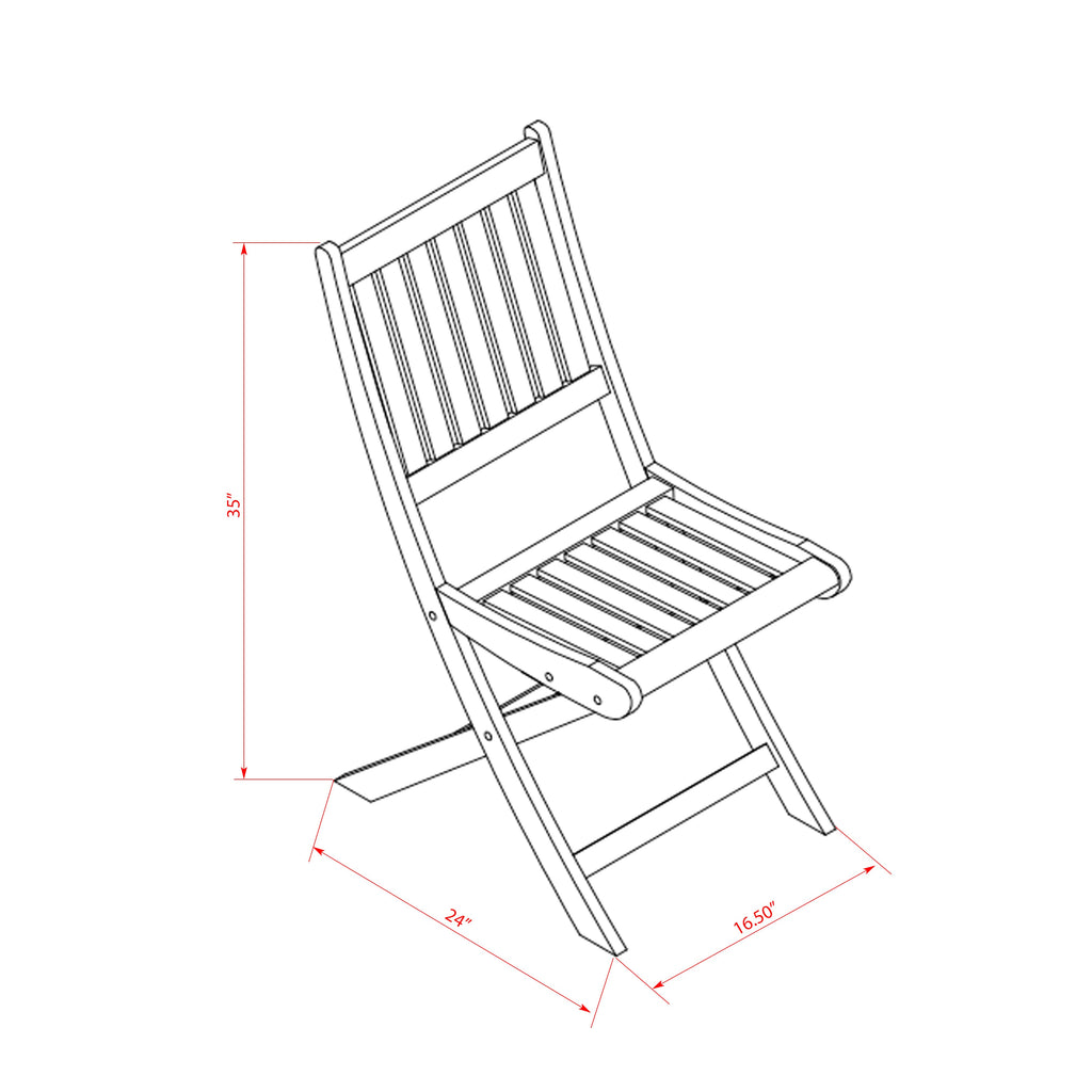 AEDK7KS8L 7-Piece Outdoor Dining Set with Acacia Table & 6 Folding Chairs, 36x60, Natural