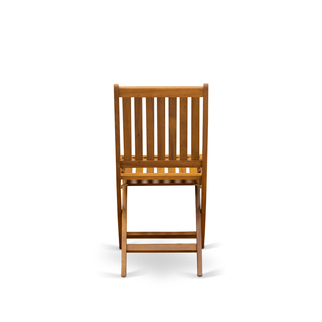 DIDK769S1 7 Piece Patio Set with Oval Acacia Table and Six Foldable Chairs in Natural Finish