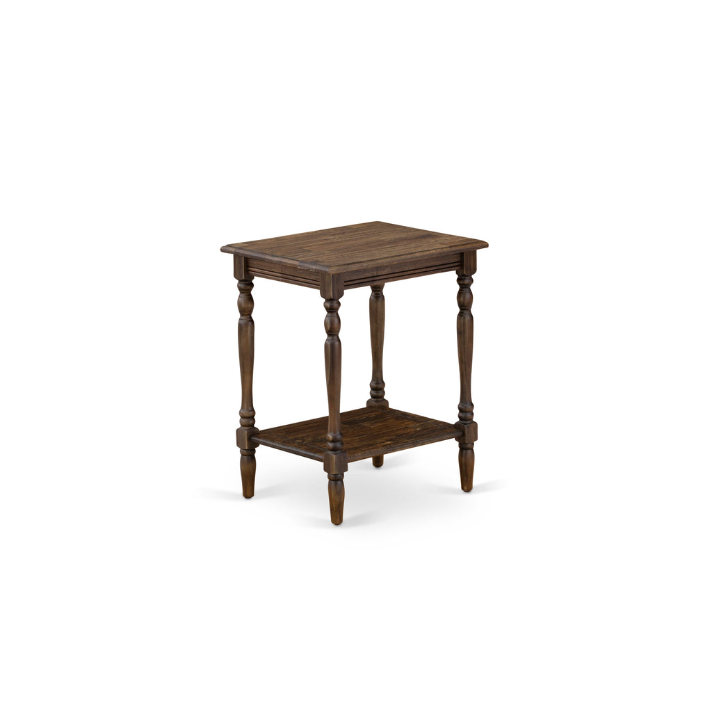 Versatile BF-07-BT Bedford Wooden Side Table with Open Storage Shelf, Distressed Jacobean Finish, 16x20