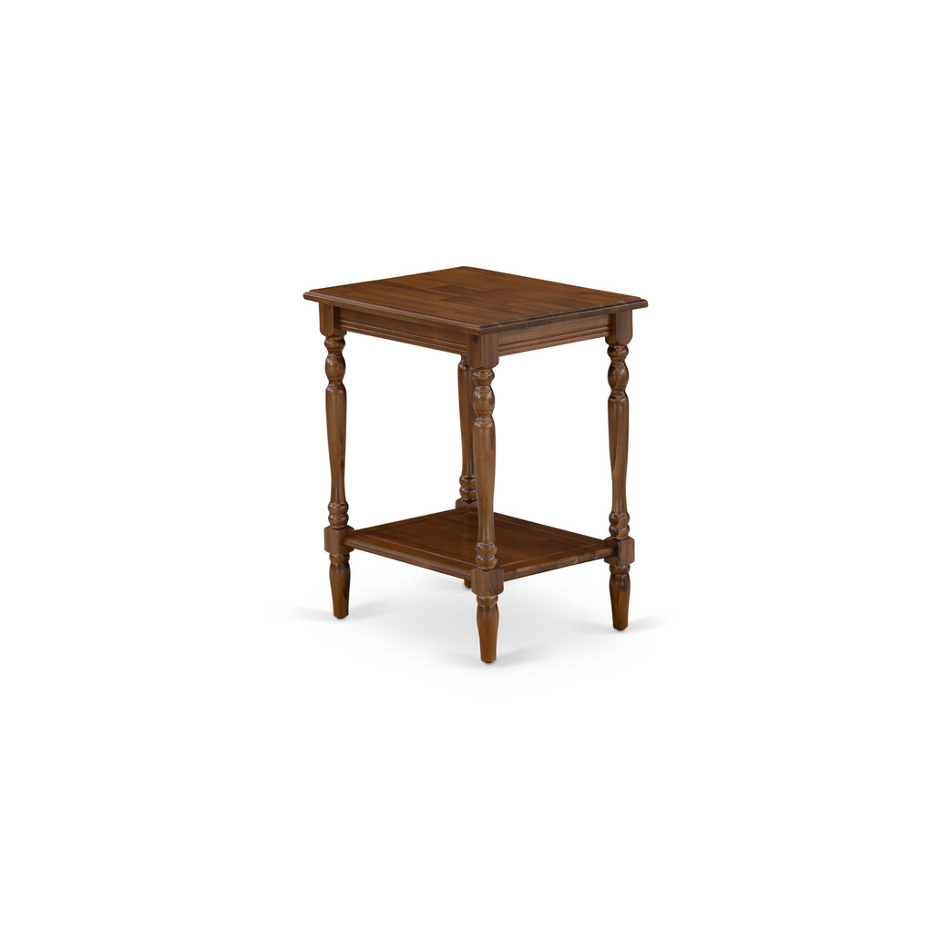 BF-08-KC Elegant Bedford Rectangle Nightstand with Open Shelf, 16x20 in, Antique Walnut Finish