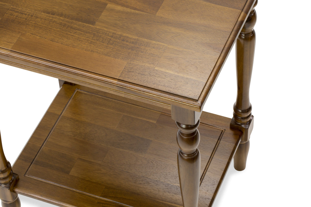 BF-08-KC Elegant Bedford Rectangle Nightstand with Open Shelf, 16x20 in, Antique Walnut Finish