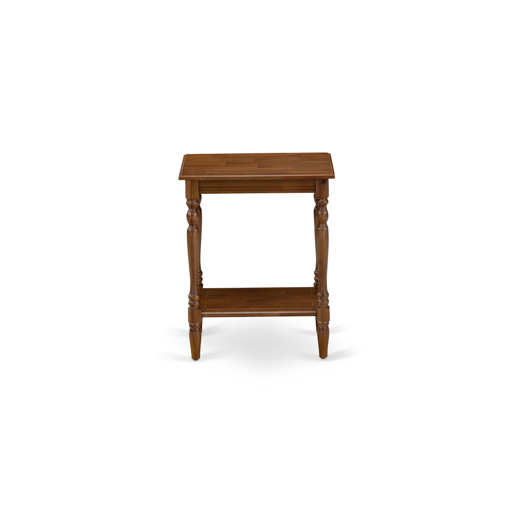 BF-08-KC Elegant Bedford Rectangle Nightstand with Open Shelf, 16x20 in, Antique Walnut Finish