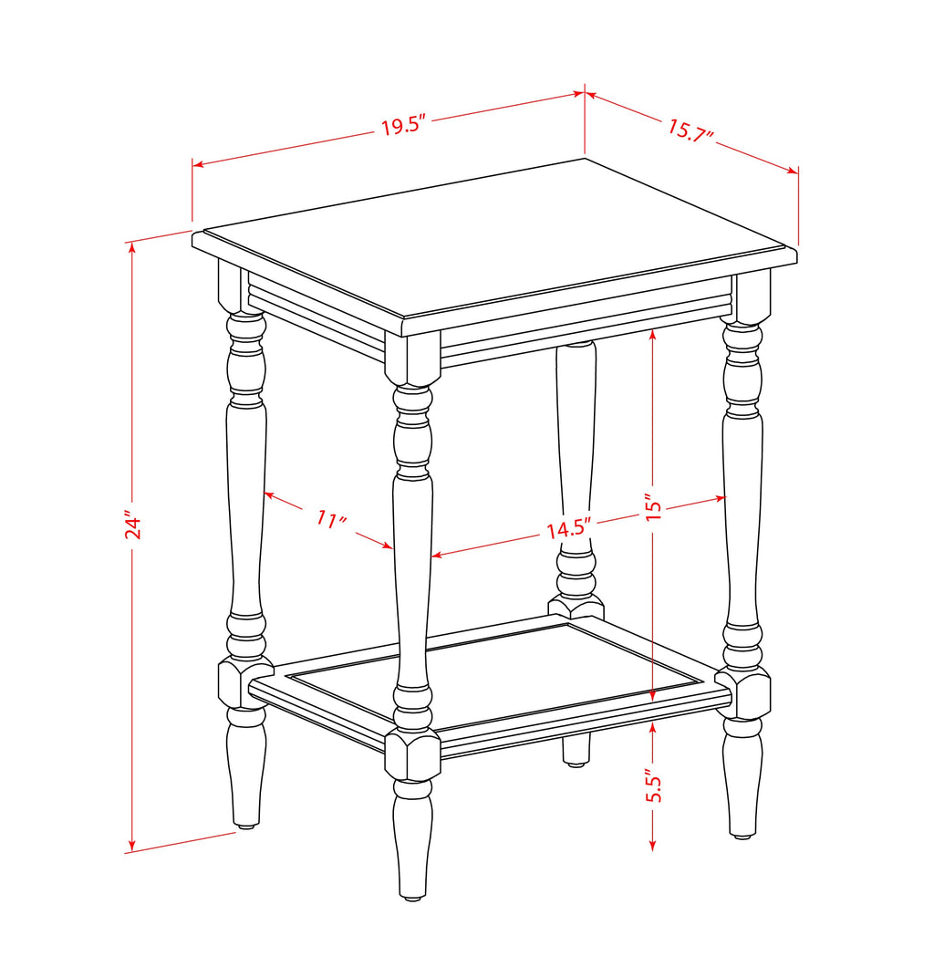 BF-08-KC Elegant Bedford Rectangle Nightstand with Open Shelf, 16x20 in, Antique Walnut Finish