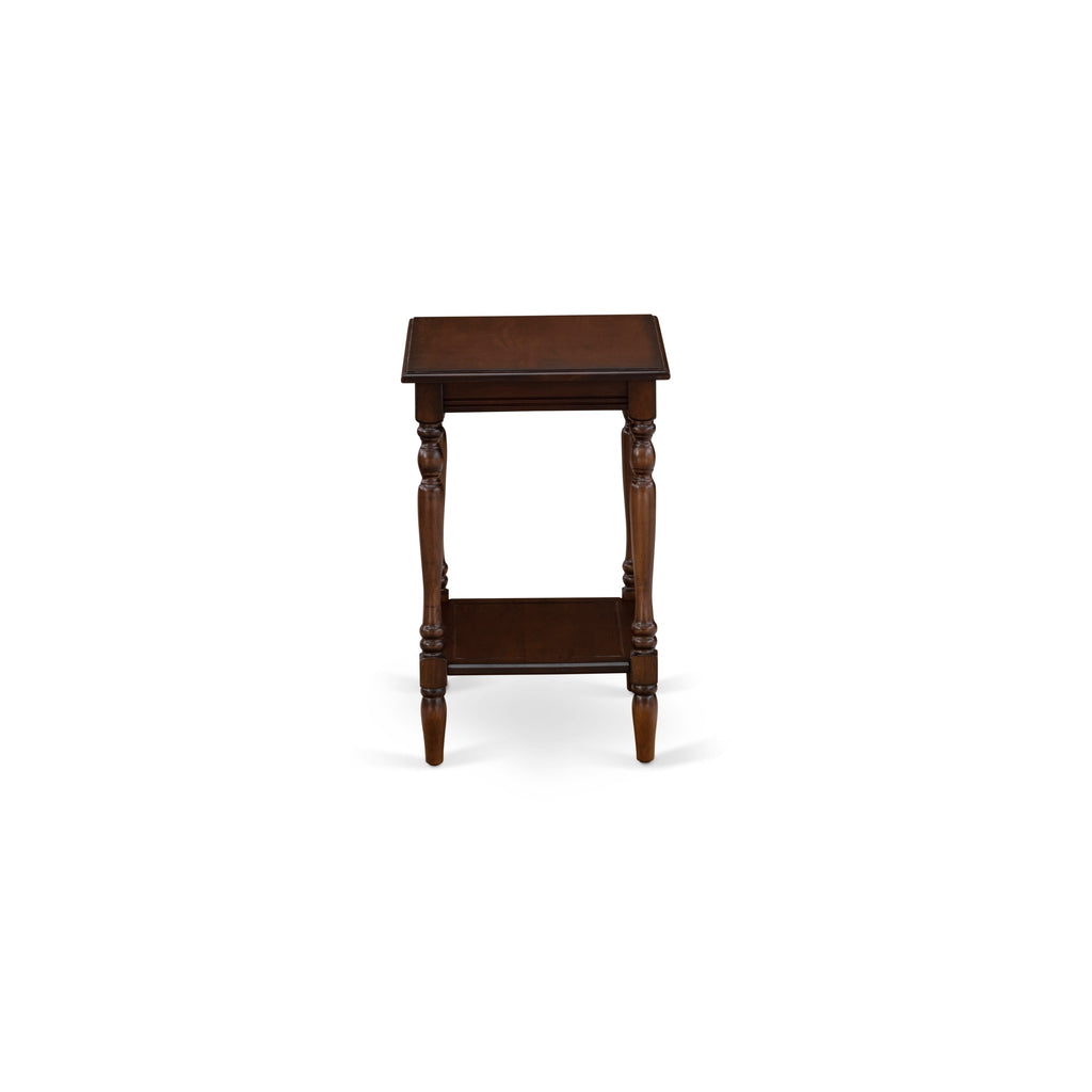 BF-0M-XF Elegant Bedroom Rectangle End Table with Open Storage Shelf for Nighttime accessories in Antique Mahogany, 16x20 Inches