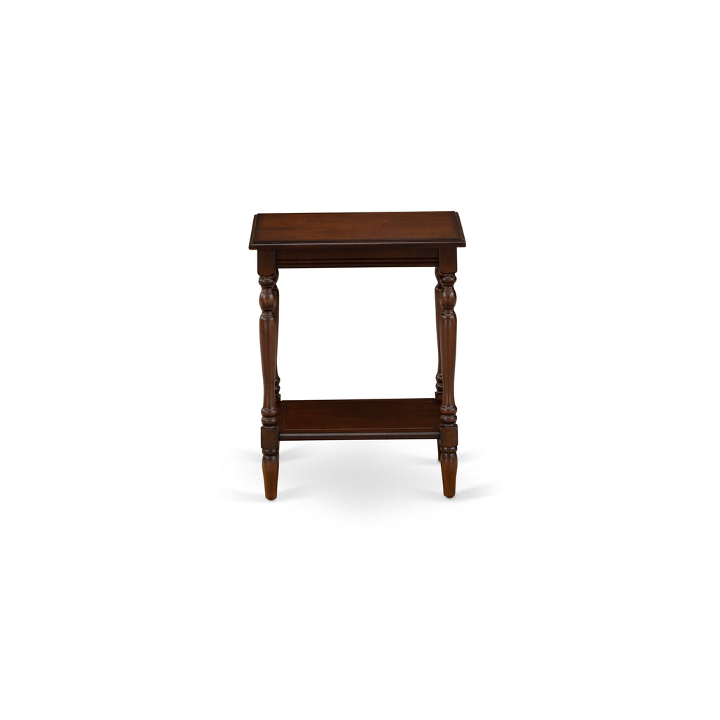 BF-0M-XF Elegant Bedroom Rectangle End Table with Open Storage Shelf for Nighttime accessories in Antique Mahogany, 16x20 Inches