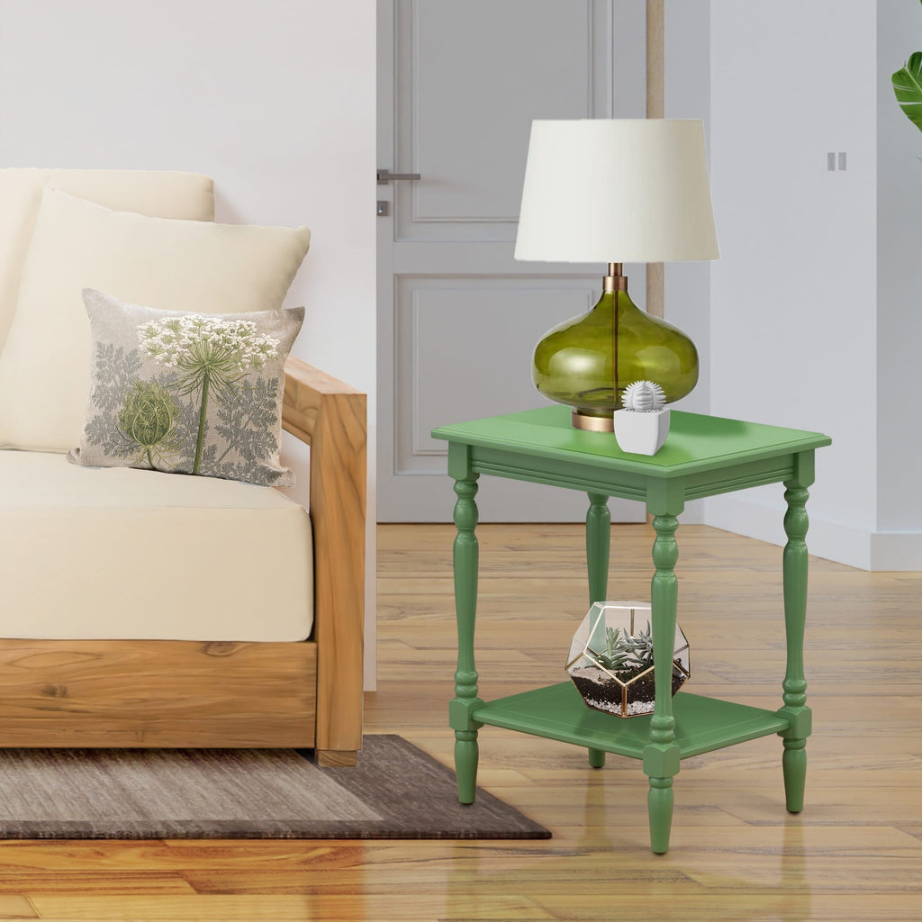 BF-12-NN Stand Alone Modern Rectangular End Table with Open Storage, 16x20 in, Green Finish