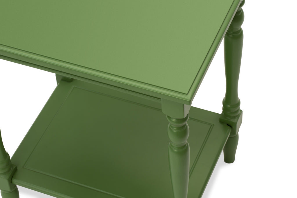 BF-12-NN Stand Alone Modern Rectangular End Table with Open Storage, 16x20 in, Green Finish