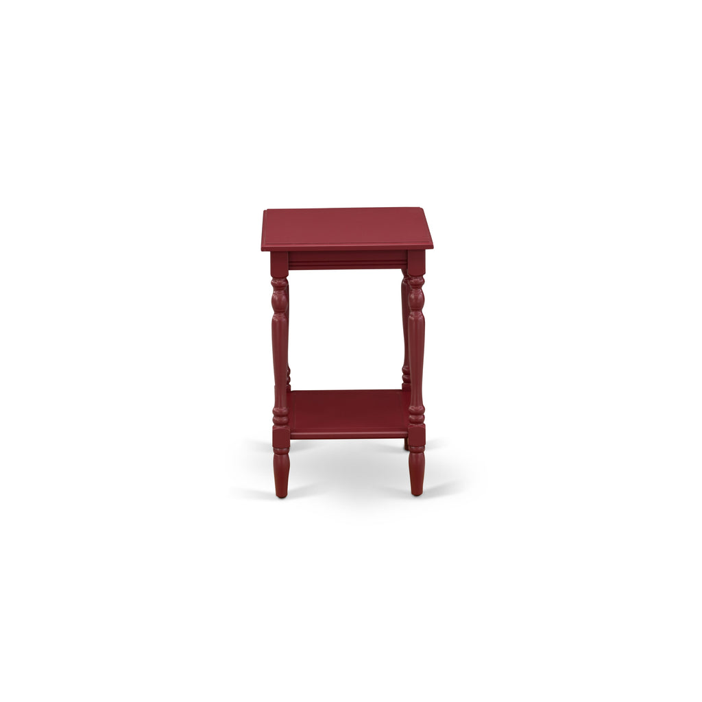BF-13-F6 Burgundy Bedford End Table Modern Night Stand with Open Storage Shelf 16x20 for Bedrooms