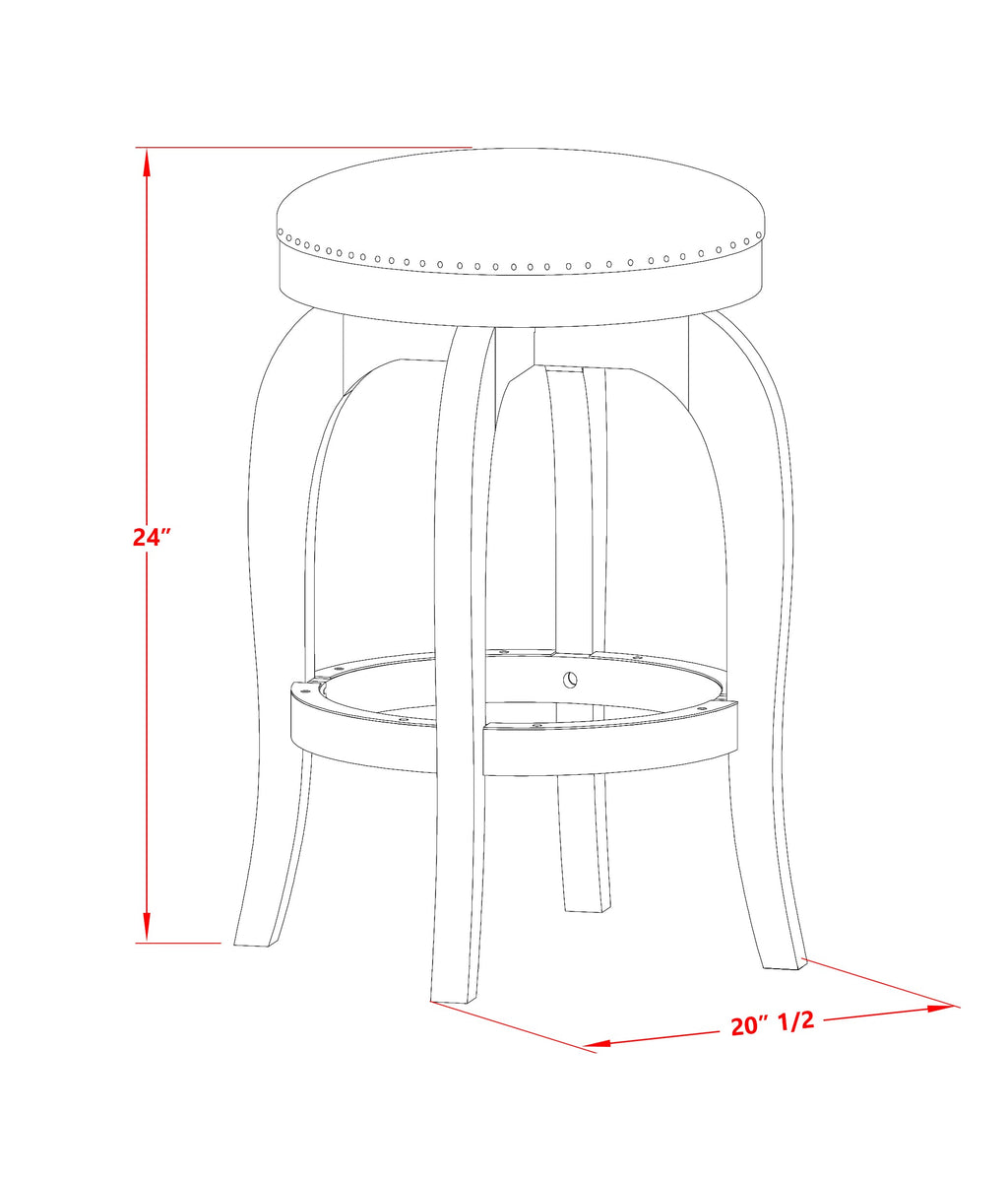BFS02H-A6W Bedford Barstool, 24 High Backless Chair with Round Brown Leather, Black Frame