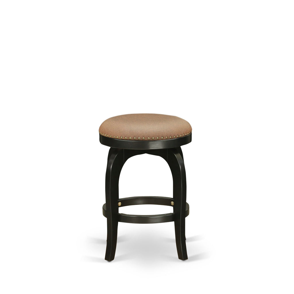 BFS02H-A6W Bedford Barstool, 24 High Backless Chair with Round Brown Leather, Black Frame