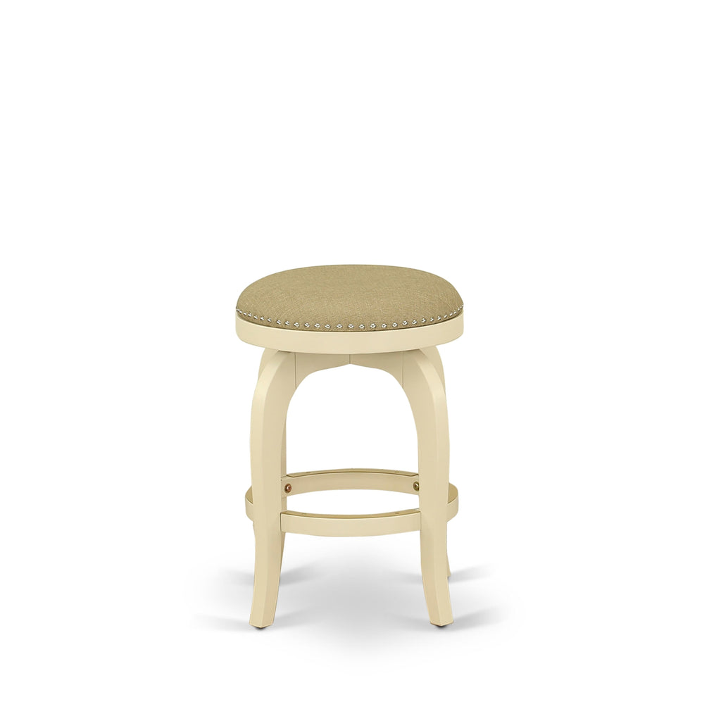 Barstool BFS02K-ER8 Elegant Pub Seat in Sandalwood Leather, 24/Linen White