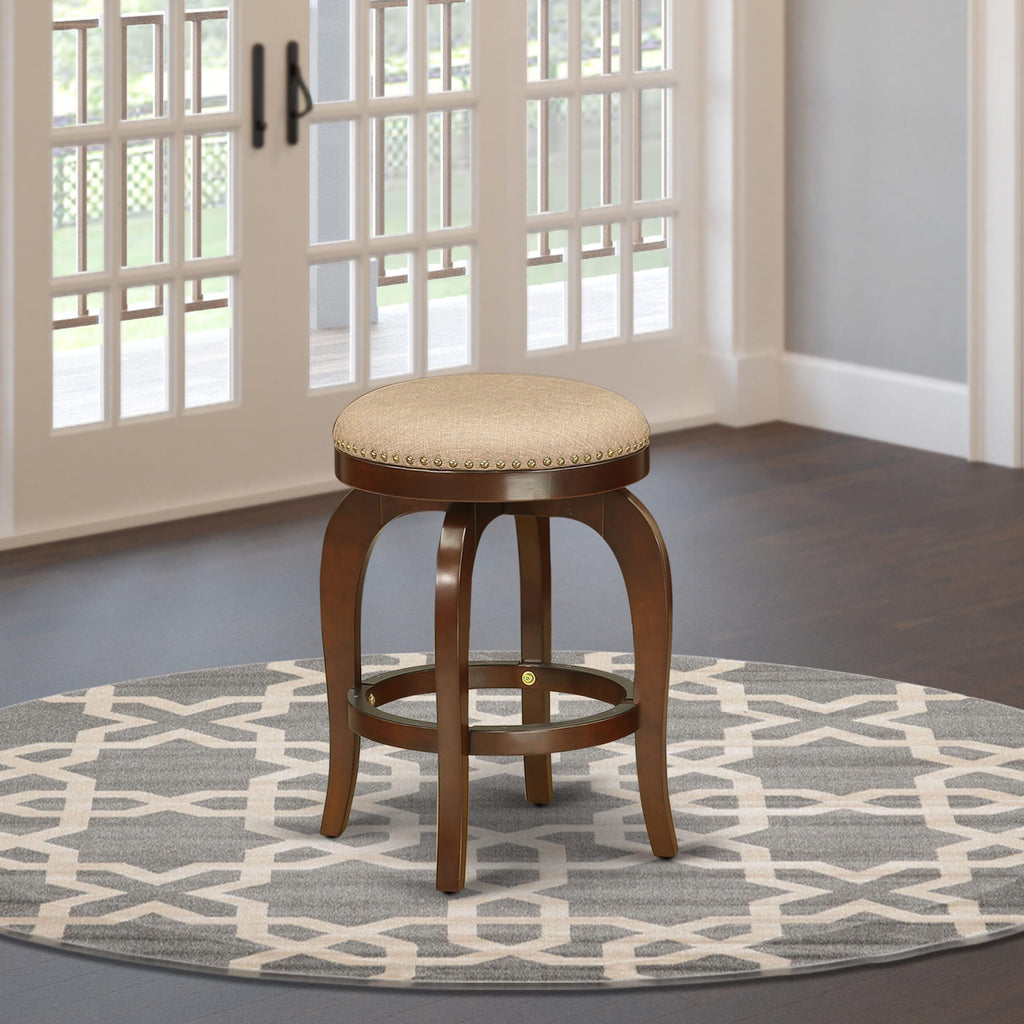 BFS025-IAK Bedford 24 Mahogany Round Counter-Height Bar Stool with Mocha Upholstery