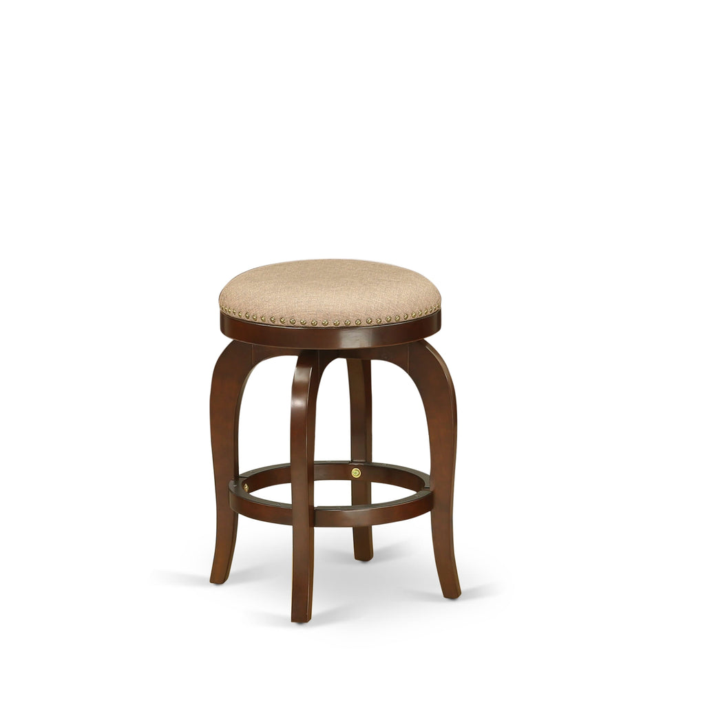 BFS025-IAK Bedford 24 Mahogany Round Counter-Height Bar Stool with Mocha Upholstery