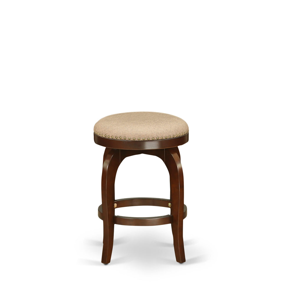 BFS025-IAK Bedford 24 Mahogany Round Counter-Height Bar Stool with Mocha Upholstery