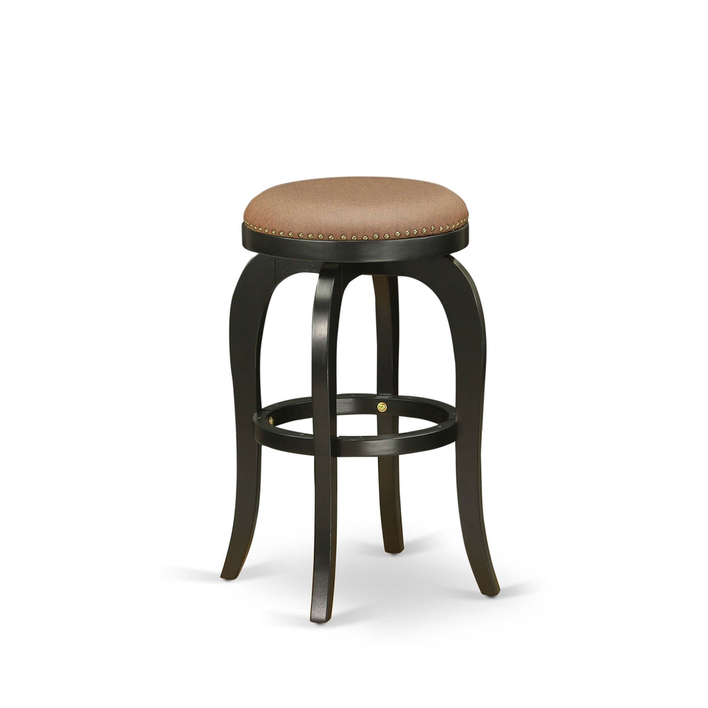 Counter Barstool BFS03V-YMS Brown Roast PU Leather, 30-Inch High, Backless, Black Finish