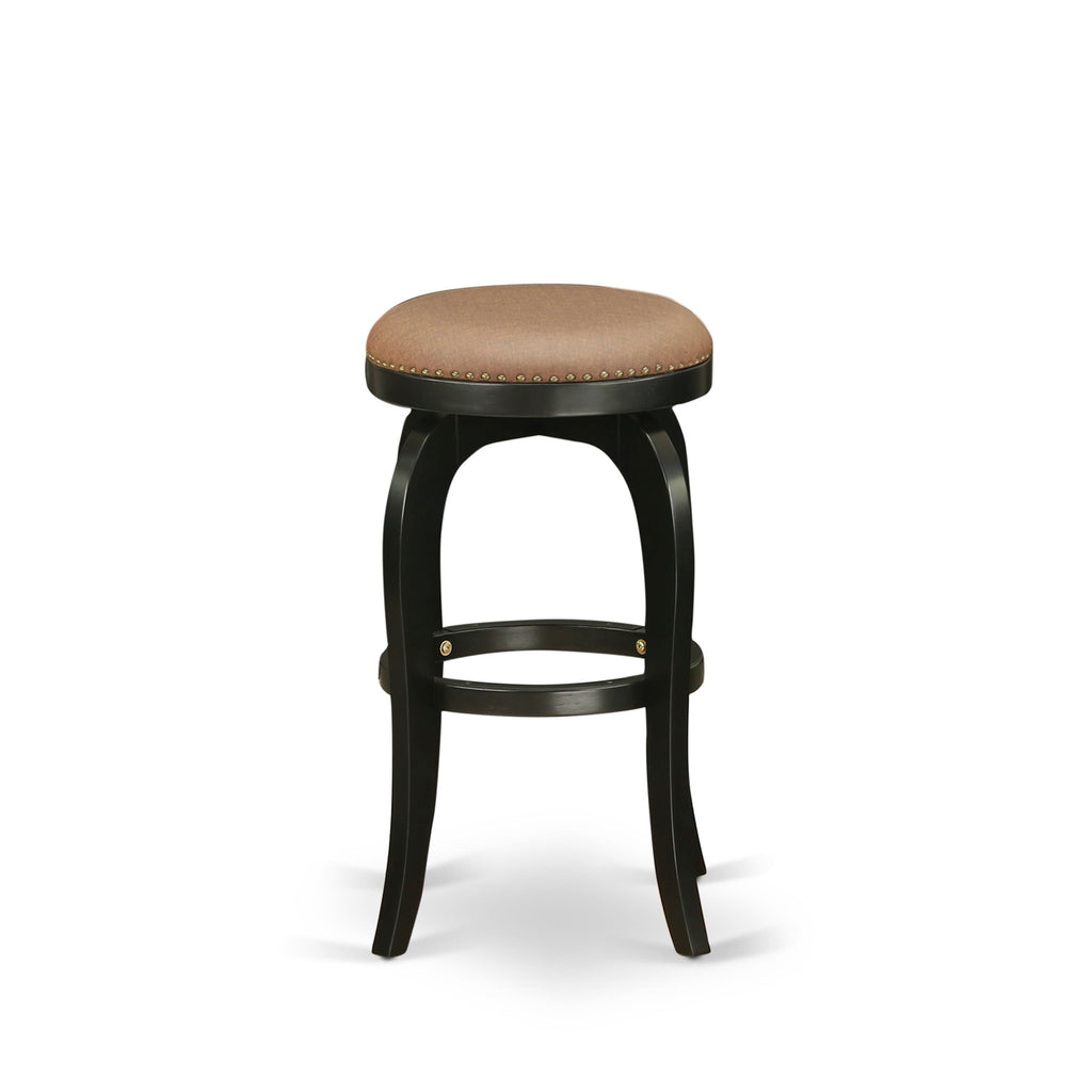 Counter Barstool BFS03V-YMS Brown Roast PU Leather, 30-Inch High, Backless, Black Finish