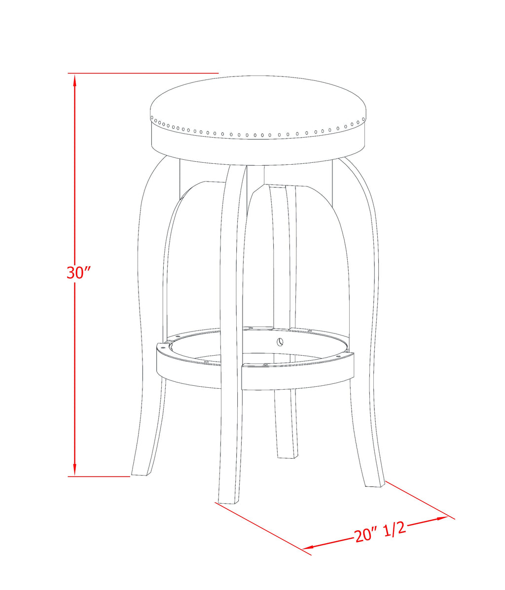 BFS03G-FXX Retro 30-Inch Linen White Barstool - Sandalwood PU Leather Backless Counter Chair