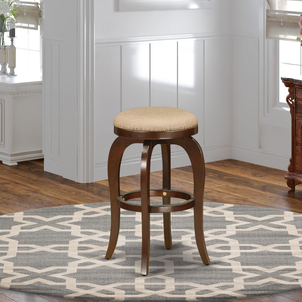 BFS03L-D5Q Mahogany High Pub Chairs - Backless Stools with Mocha PU, 30 Counter Appeal