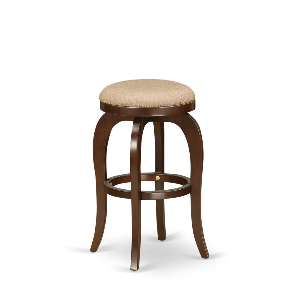 BFS03L-D5Q Mahogany High Pub Chairs - Backless Stools with Mocha PU, 30 Counter Appeal