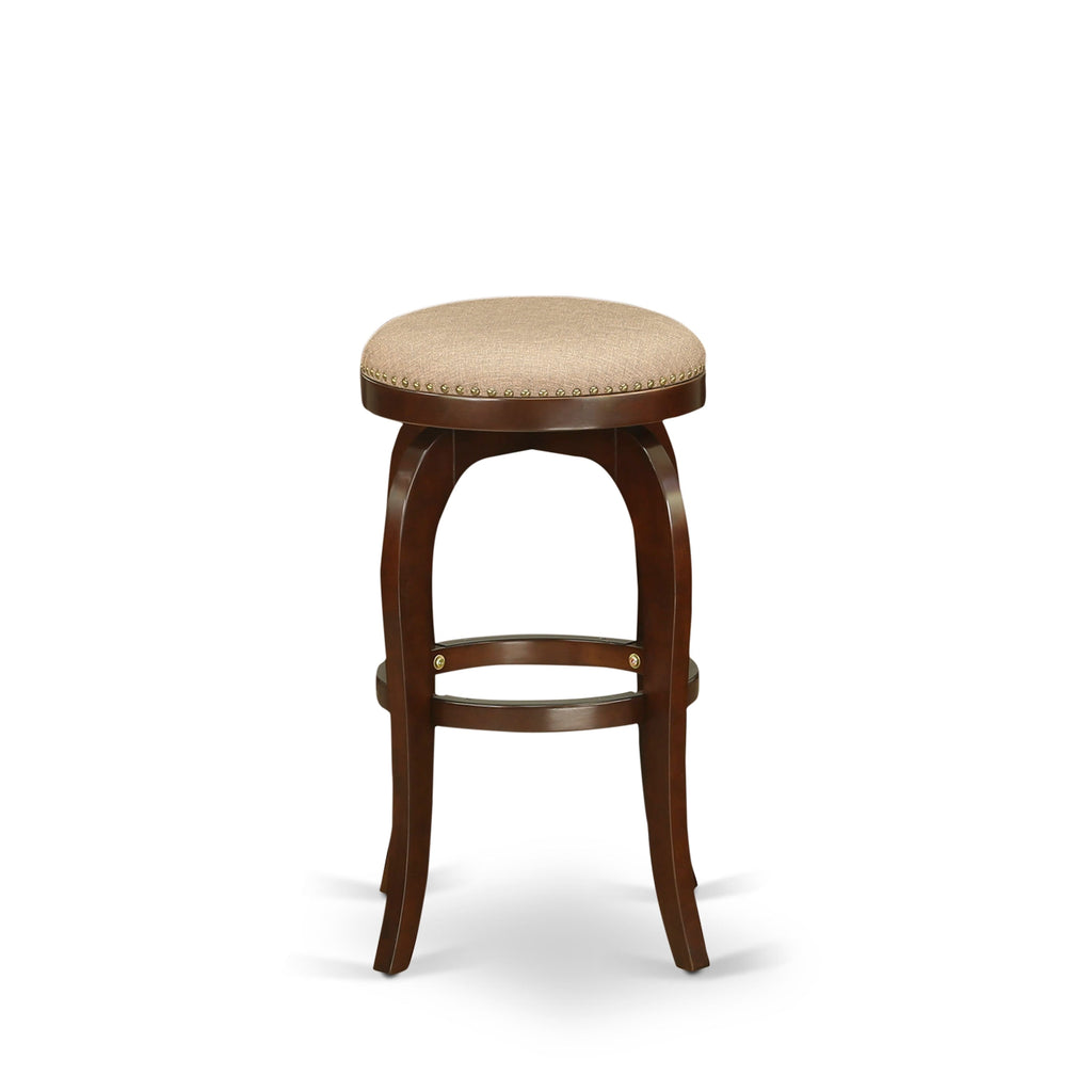 BFS03L-D5Q Mahogany High Pub Chairs - Backless Stools with Mocha PU, 30 Counter Appeal
