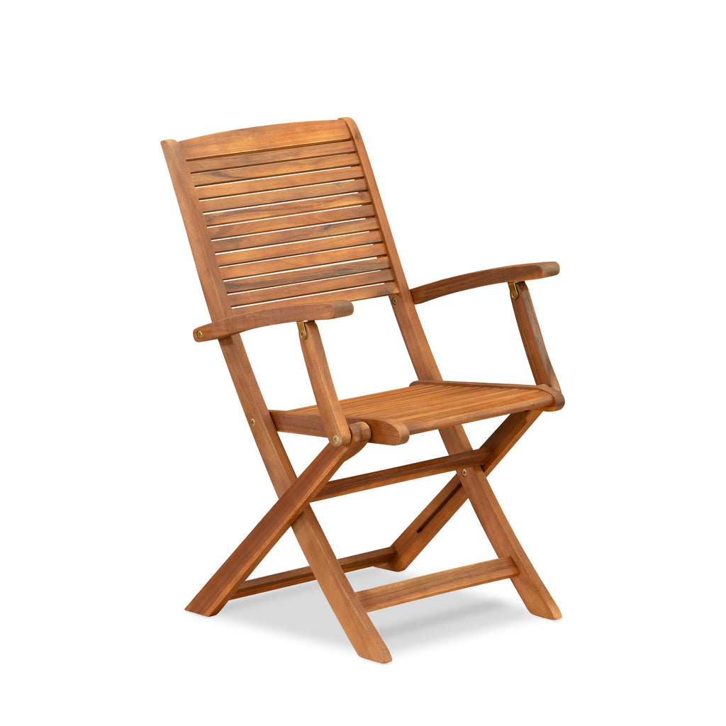 BSHD7QNZ7 Set 7-Piece Natural Finish Outdoor Dining with Acacia Wood Table & Folding Chairs
