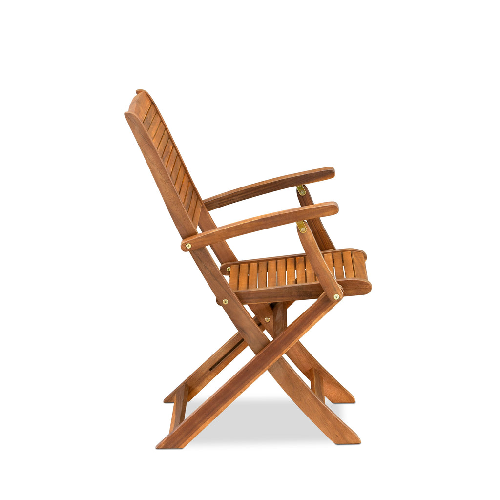 DEHD5AA4J Outdoor Wooden Dining Ensemble with Rectangular Table & Foldable Chairs for Garden or Patio