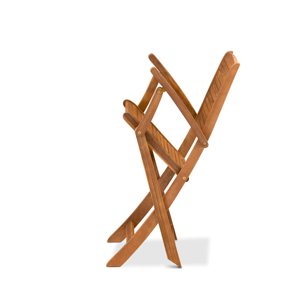 AEHD7LR2I 7-Piece Rectangle Patio Dining Set Acacia Table & 6 Folding Chairs, 36x60 Natural