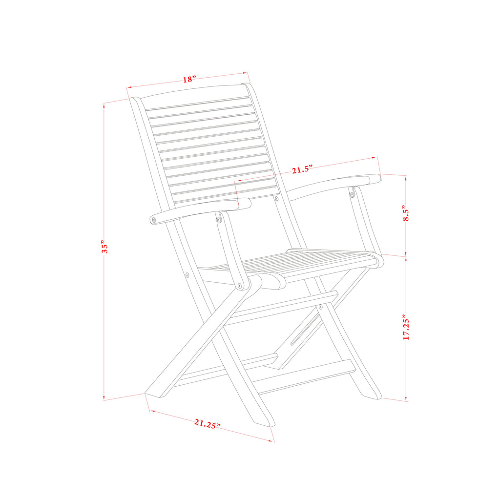 DEHD5AA4J Outdoor Wooden Dining Ensemble with Rectangular Table & Foldable Chairs for Garden or Patio