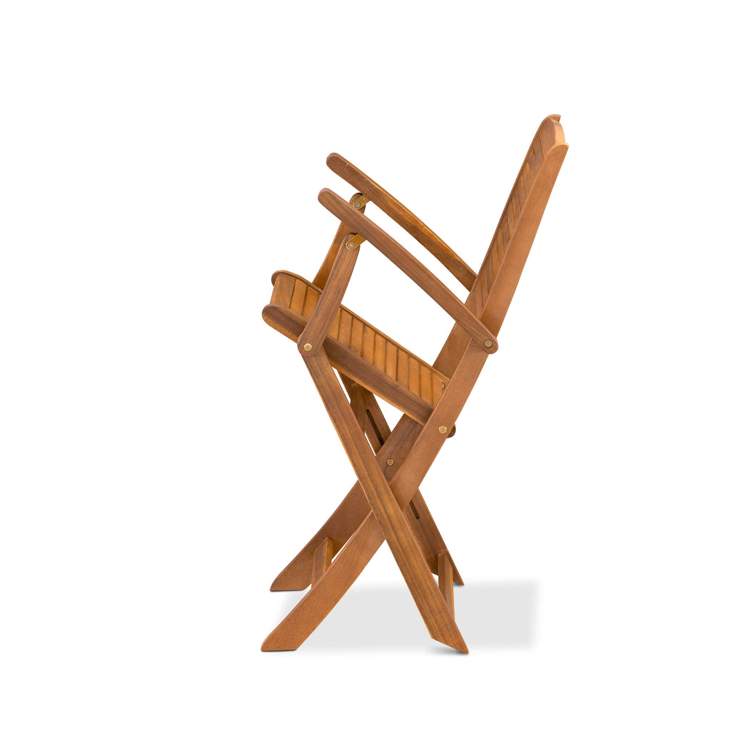 DEHD5AA4J Outdoor Wooden Dining Ensemble with Rectangular Table & Foldable Chairs for Garden or Patio