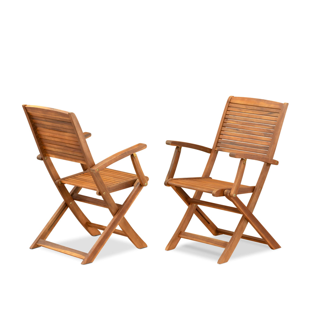 BSHD5ZZCW 5-Piece Outdoor Dining Ensemble with Oval Wood Table and Folding Chairs