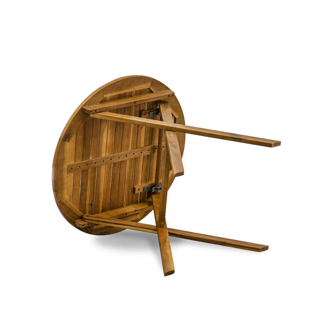 MNCN3TEG4 - 3-Piece Lounge Bistro Set with Round Wooden Table & Adjustable Arm Chairs, 30 Natural Finish