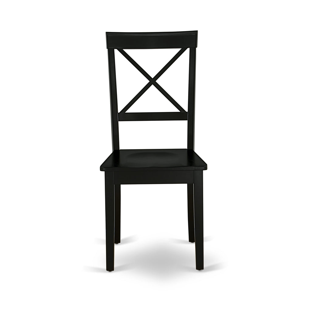 BOC-BFO-O Set of Two Solid Wood Crossback Dining Chairs in Elegant Black Finish for Dining Spaces