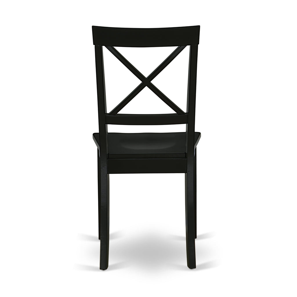 DUBO7-BIG-W Elegant Black 7-Piece Rectangle Dining Set with 6 Chairs, 36x60 Inches