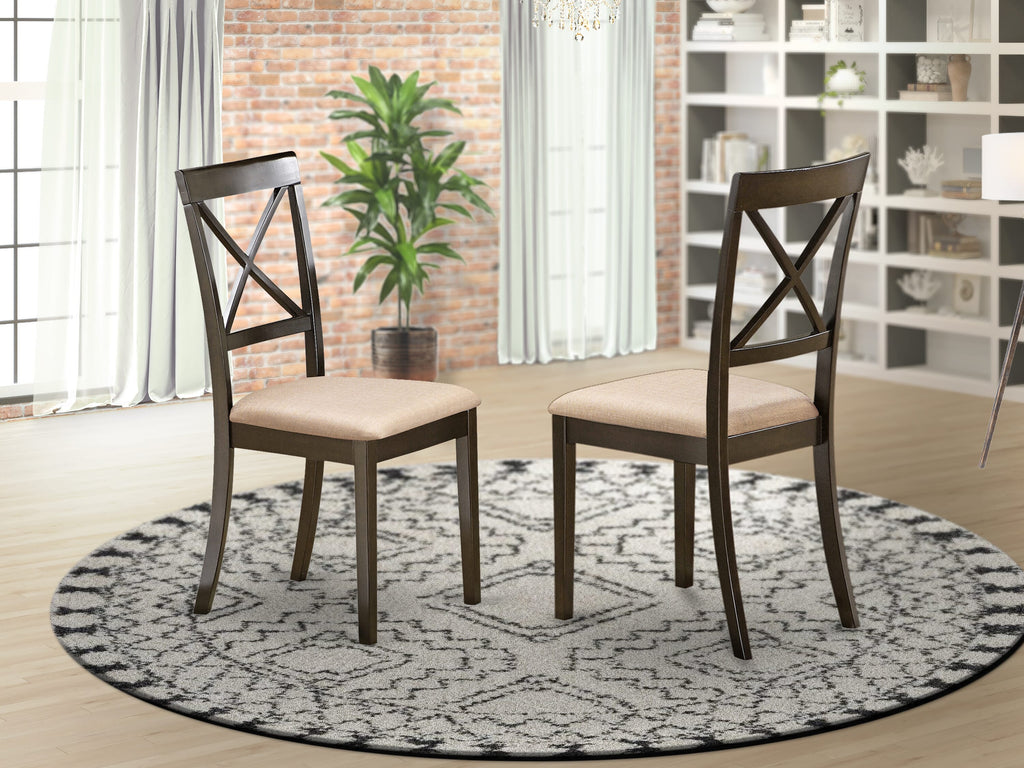 BOC-C0Z-V Set of 2 Linen Upholstered Dining Room Chairs in Elegant Cappuccino Wood Finish