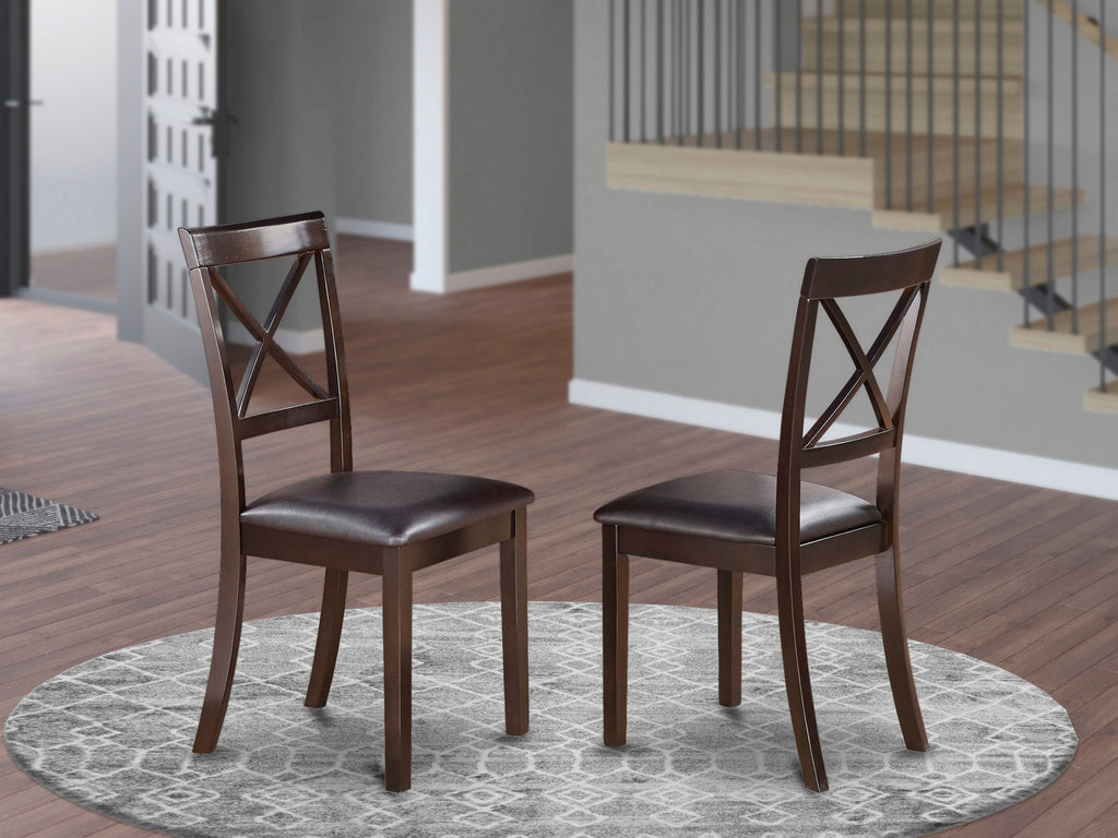 BOC-C89-XM Elegant Boston Dining Set of Two Chairs - Wood Base with Faux Leather Finish
