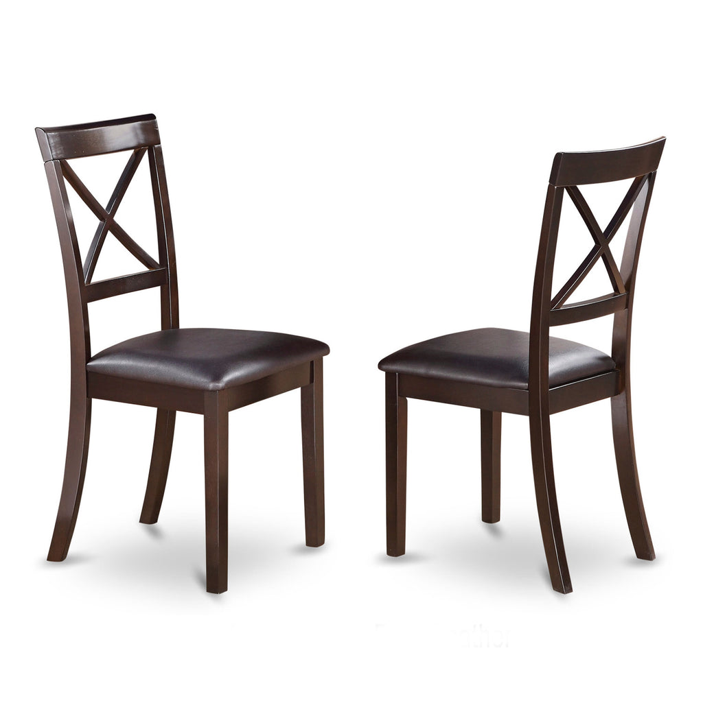 LYBO6-HUO-RX Cappuccino 6-Piece Dining Set Expanding Rectangle Table, Seating for 6 with Bench and Faux Leather Chairs