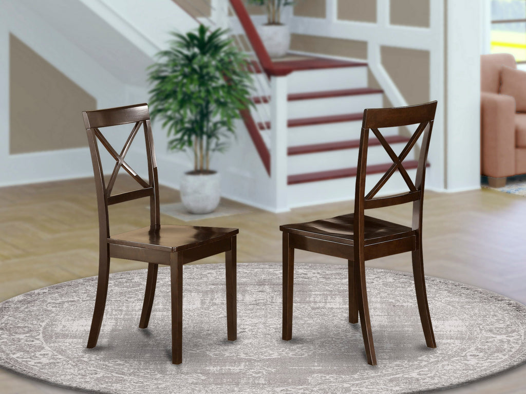 BOC-C7M-L Boston Cross Back Solid Wood Dining Chairs Pair in Rich Cappuccino