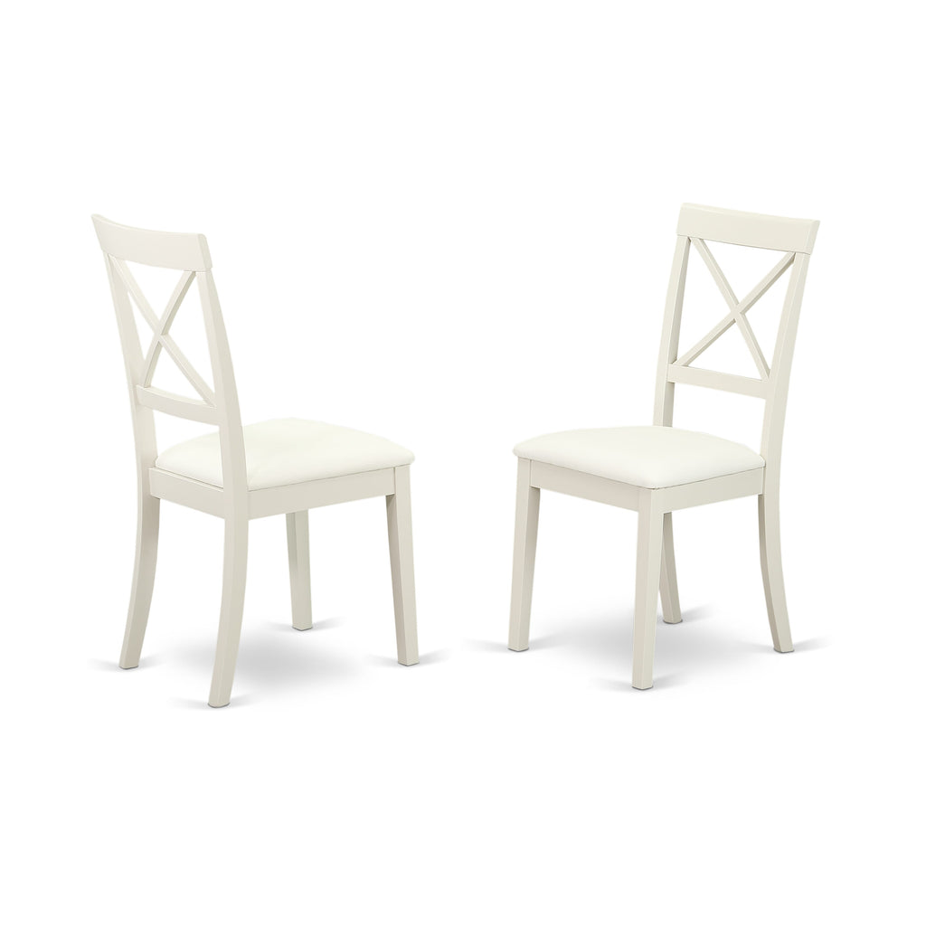 CABO6-XA7-G0 6-Piece Dining Ensemble Rectangular Table, 4 Faux Leather Chairs & Bench, 36x60, Bright White Finish