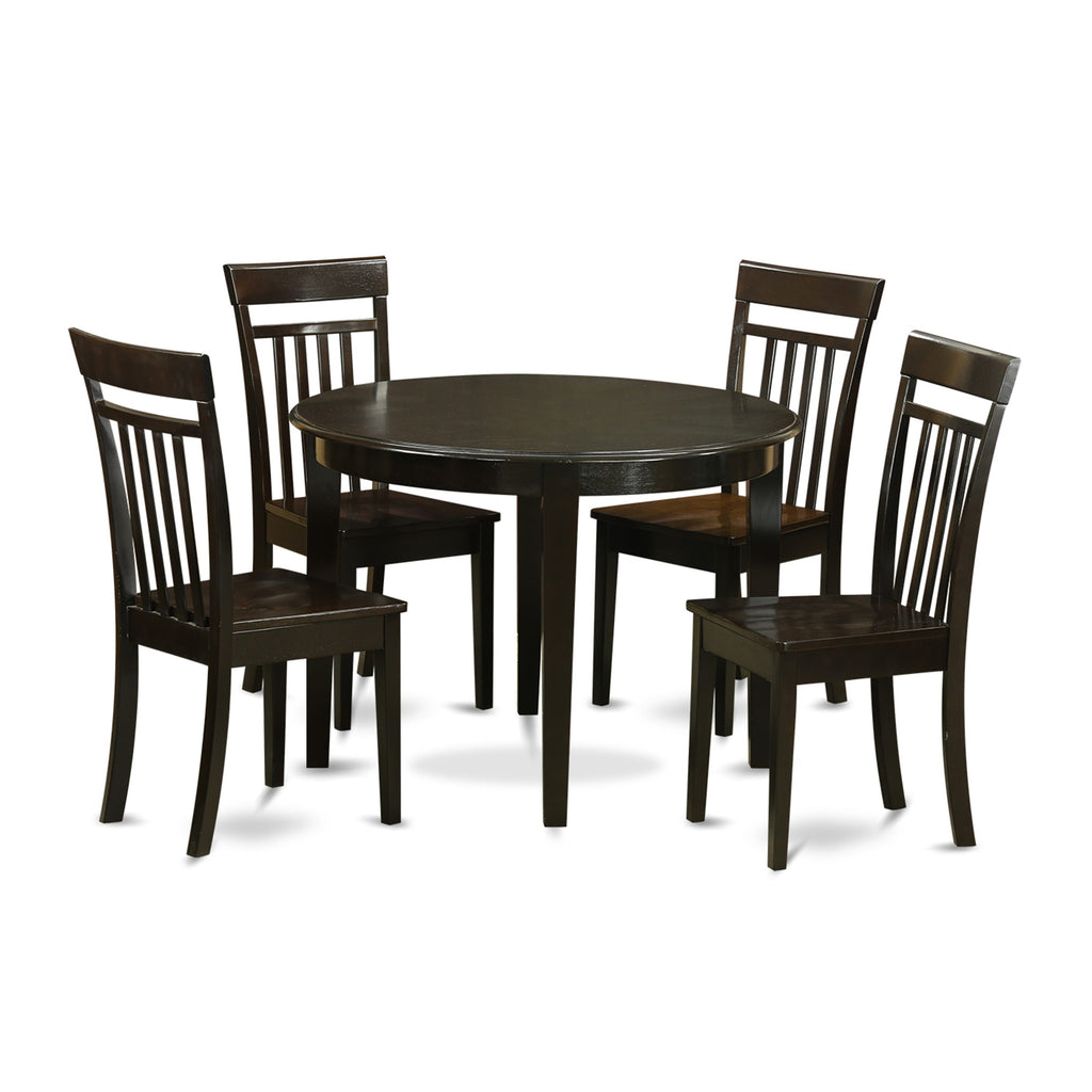 BOCA5-5TJ-K 5-Piece Set Circular Table & Four Chairs Set for Dining, Compact 42-inch Size, Rich Cappuccino Finish